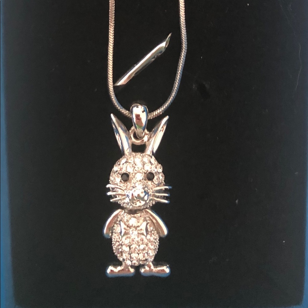 🐰Bunny rabbit necklace adorned with crystals🐰